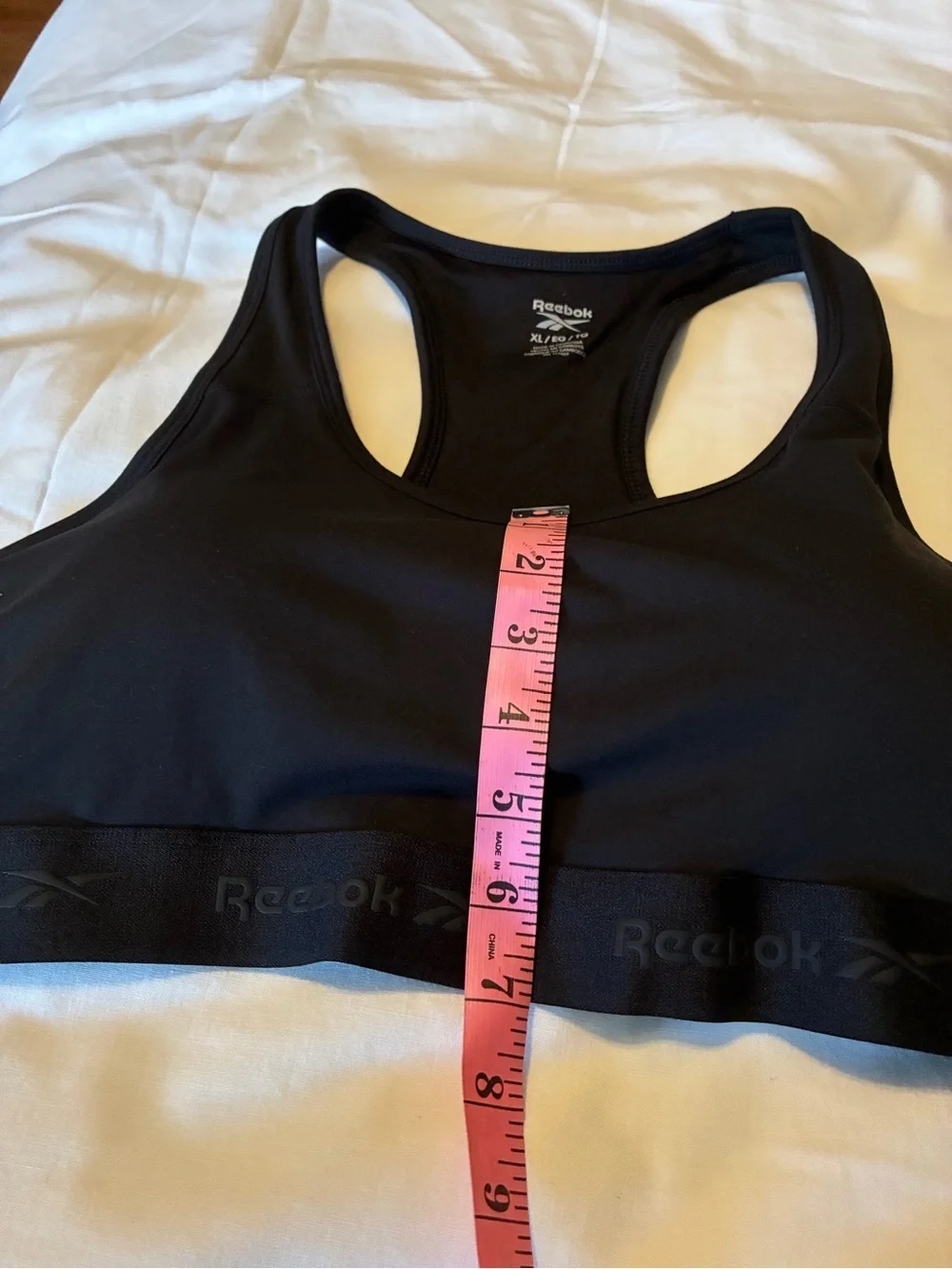 Reebok Black Sports Bra XL Medium Support Racerback Stretch Activewear Gym Yoga